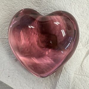 Authentic Baccarat Rose colored heart shaped paper weight.